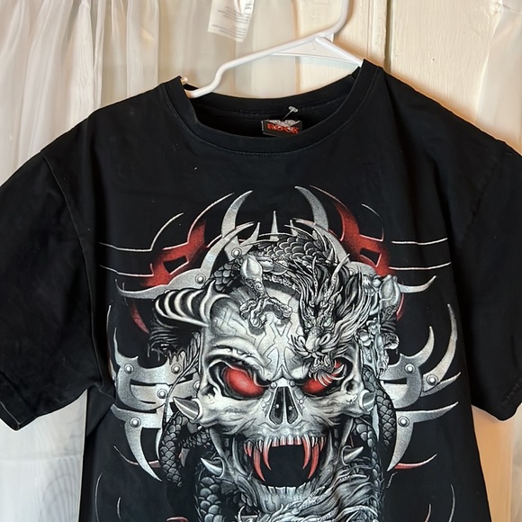 Hot Rock Skull and metal Graphic TEE Men’s Medium Front and back Print - Picture 2 of 7